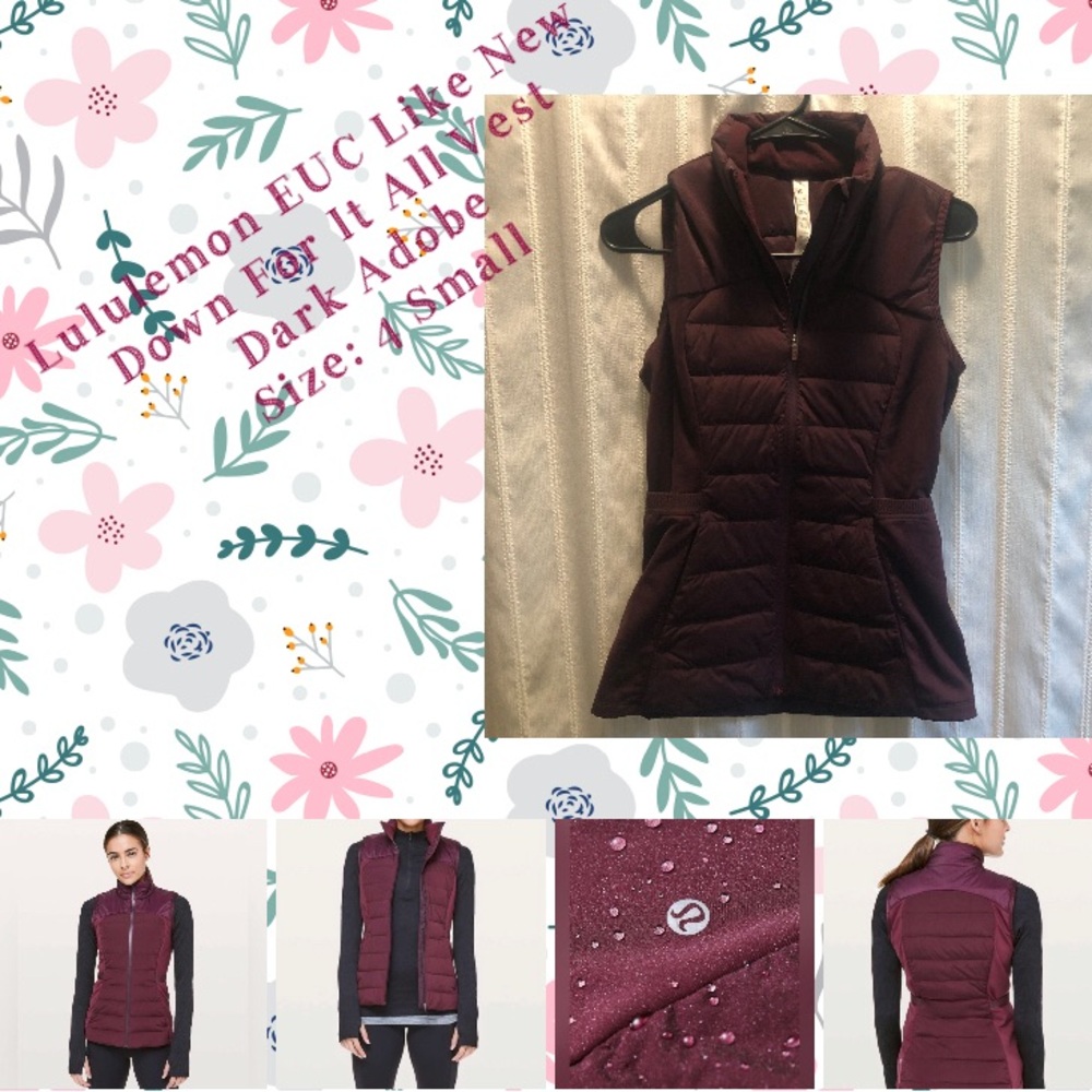 Lululemon Down For It All Vest Dark Adobe Burgundy 4 Insulated Goose Small